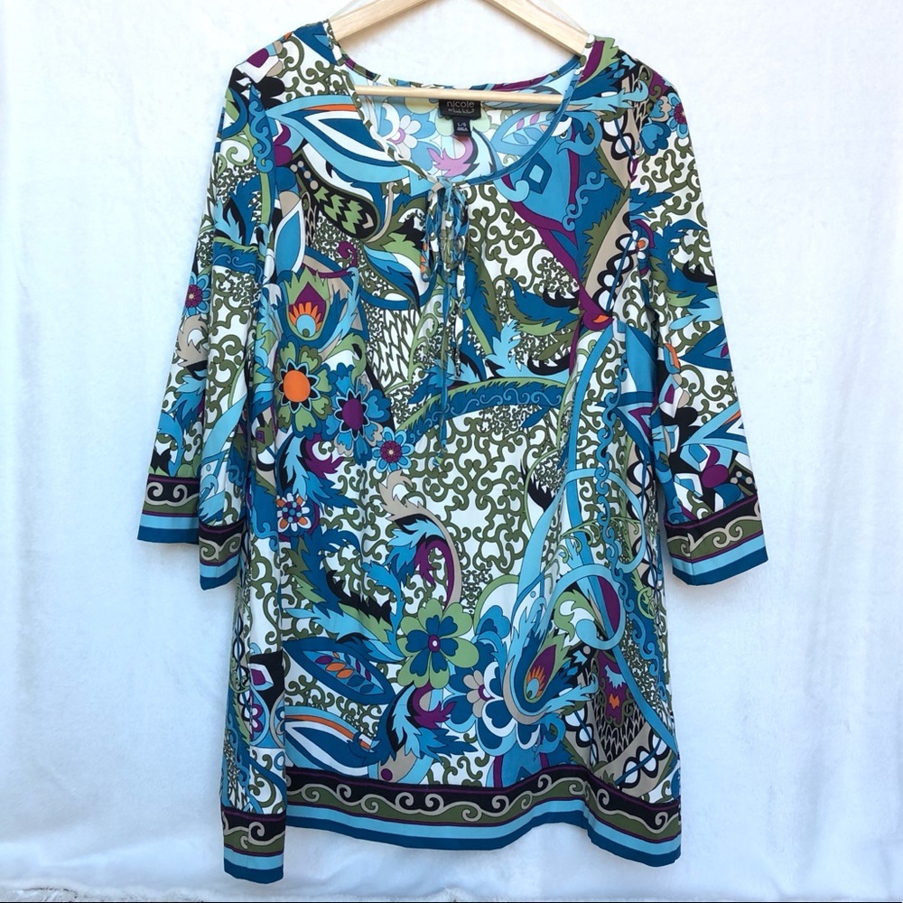 Nicole Miller Multicolored Paisley  Tunic Top